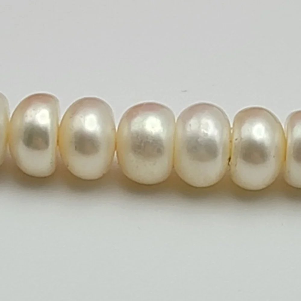 Sterling Silver Cream Natural Pearl Braided Cord Bracelet 6.5